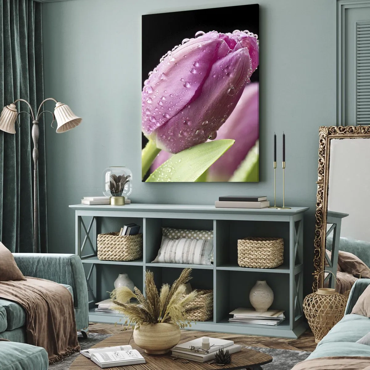 Schilderen op canvas - Lila droom in dauw - 55x100 cm