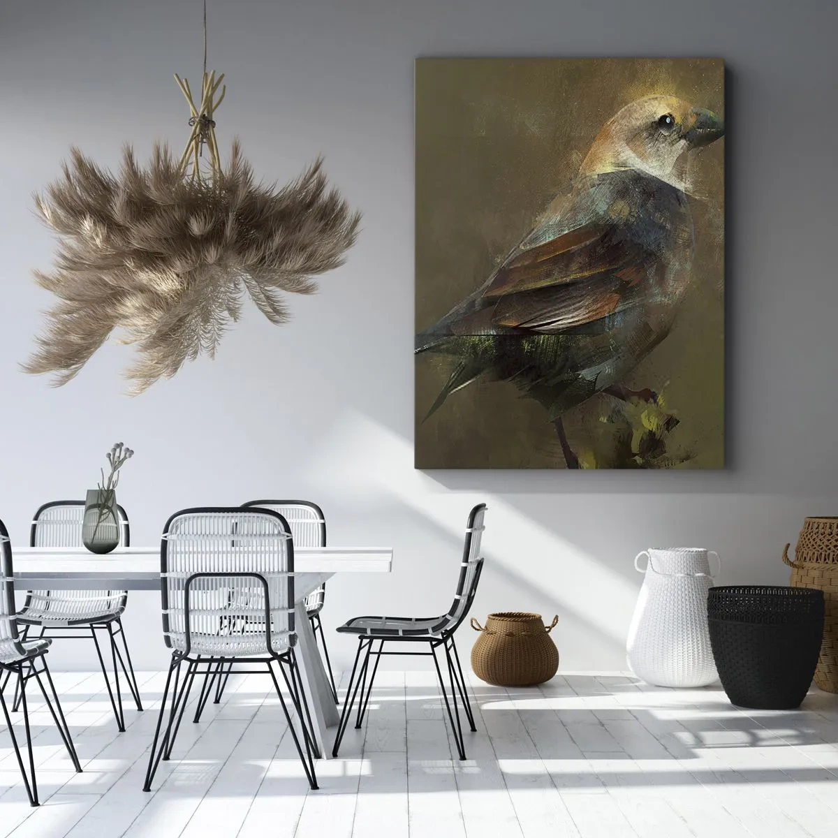 Schilderen op canvas - Een mus, een klein vogeltje - 45x80 cm