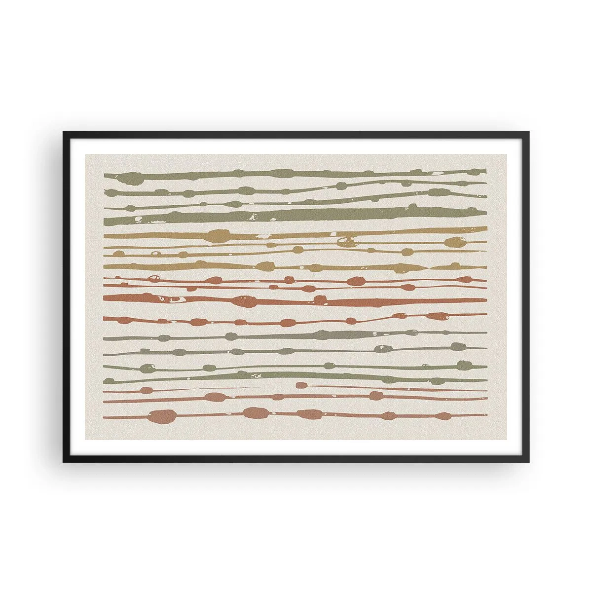 Poster in een zwarte lijst - Muzieknotatie van kleuren - 100x70 cm