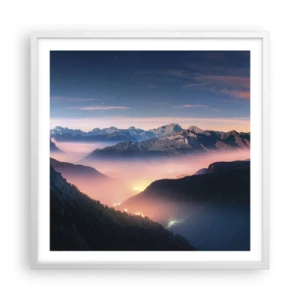 Poster in een witte lijst - Licht in de dalen - 60x60 cm