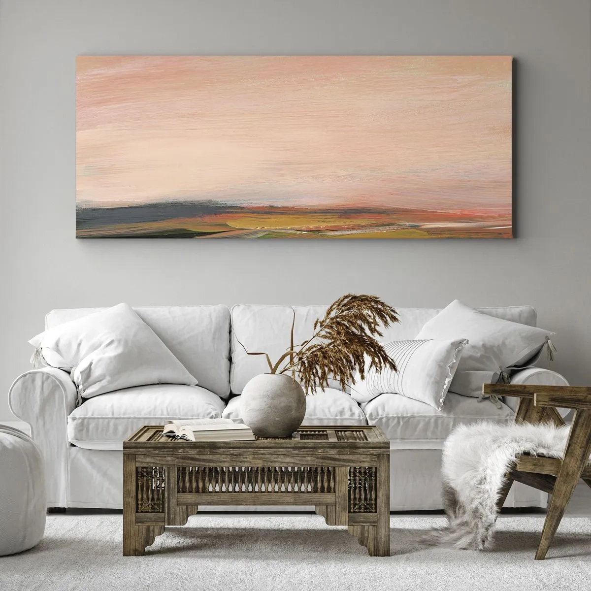 Schilderen op canvas - In roze tinten - 160x50 cm