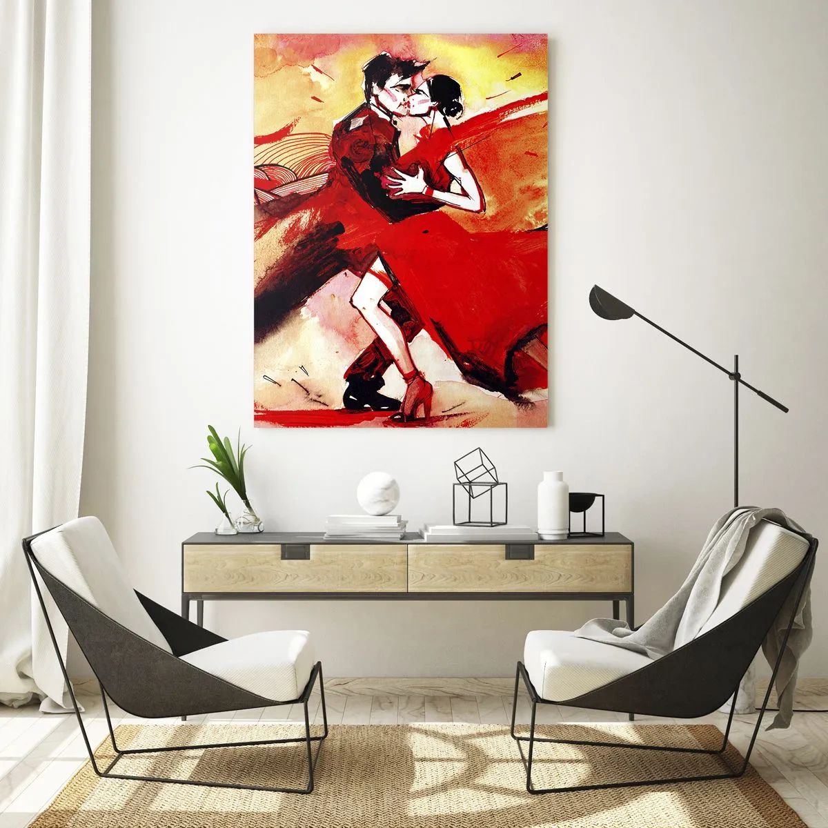 Schilderen op glas - Het paarse ritme van passie - 50x70 cm