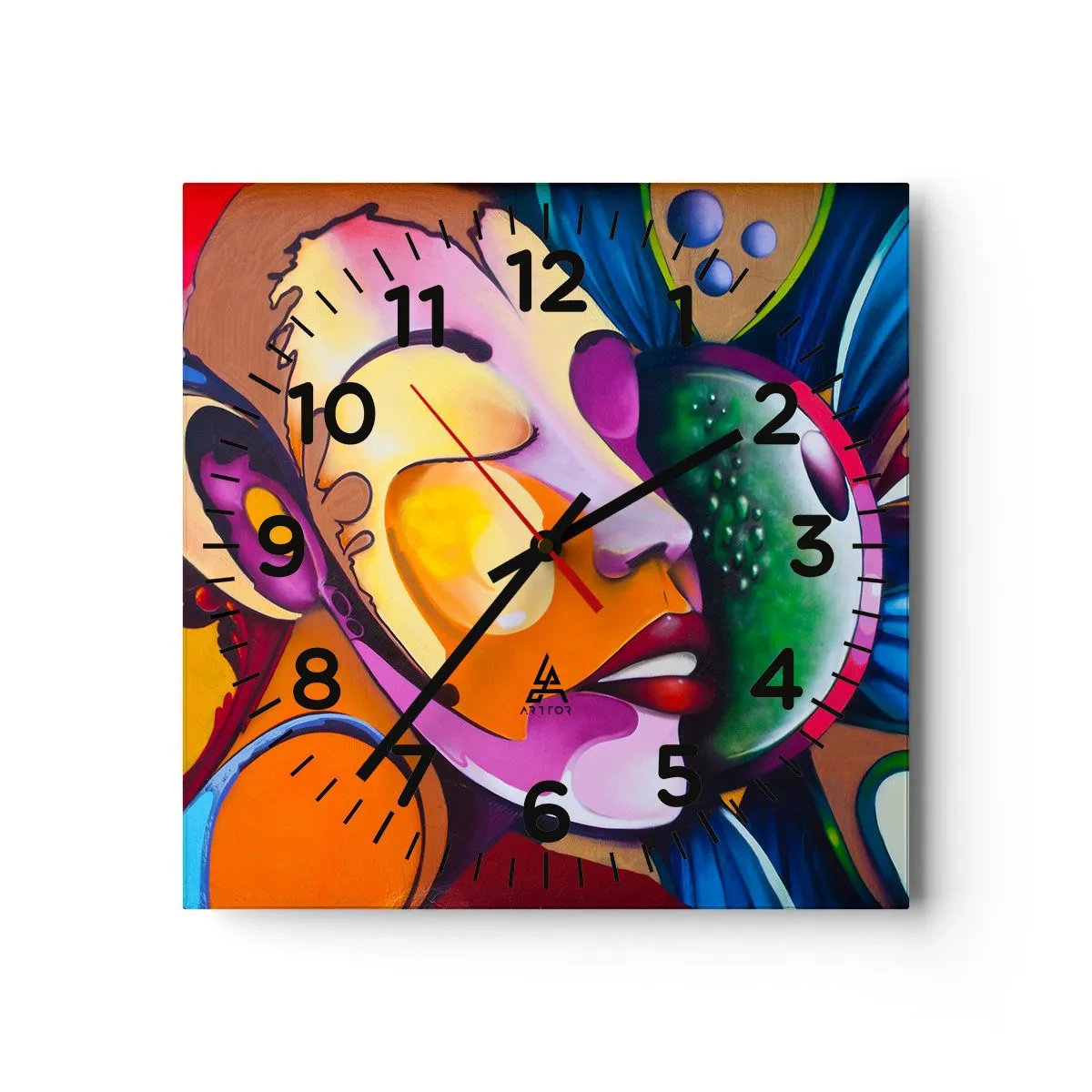 Wandklok - Klok - Aanraken met kleur - 40x40 cm