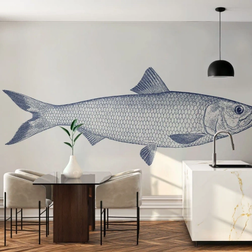 Fotobehang Premium Sand - Groeten uit de noordelijke zeeën - Vis, Zeedier, Stijl aan zee - 450x315 cm