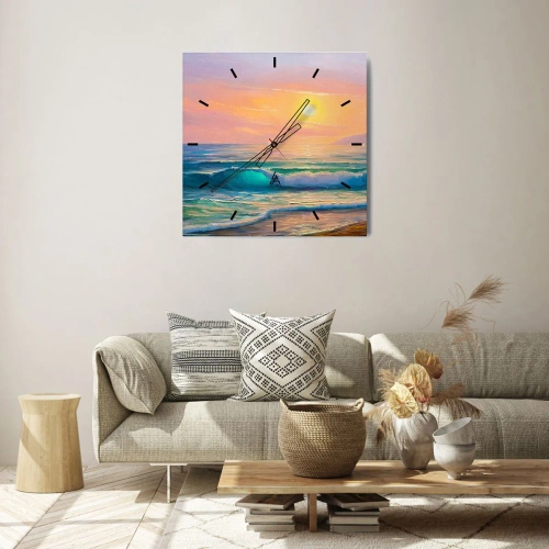 Wandklok - Klok - Een turquoise lied van de golven - 30x30 cm