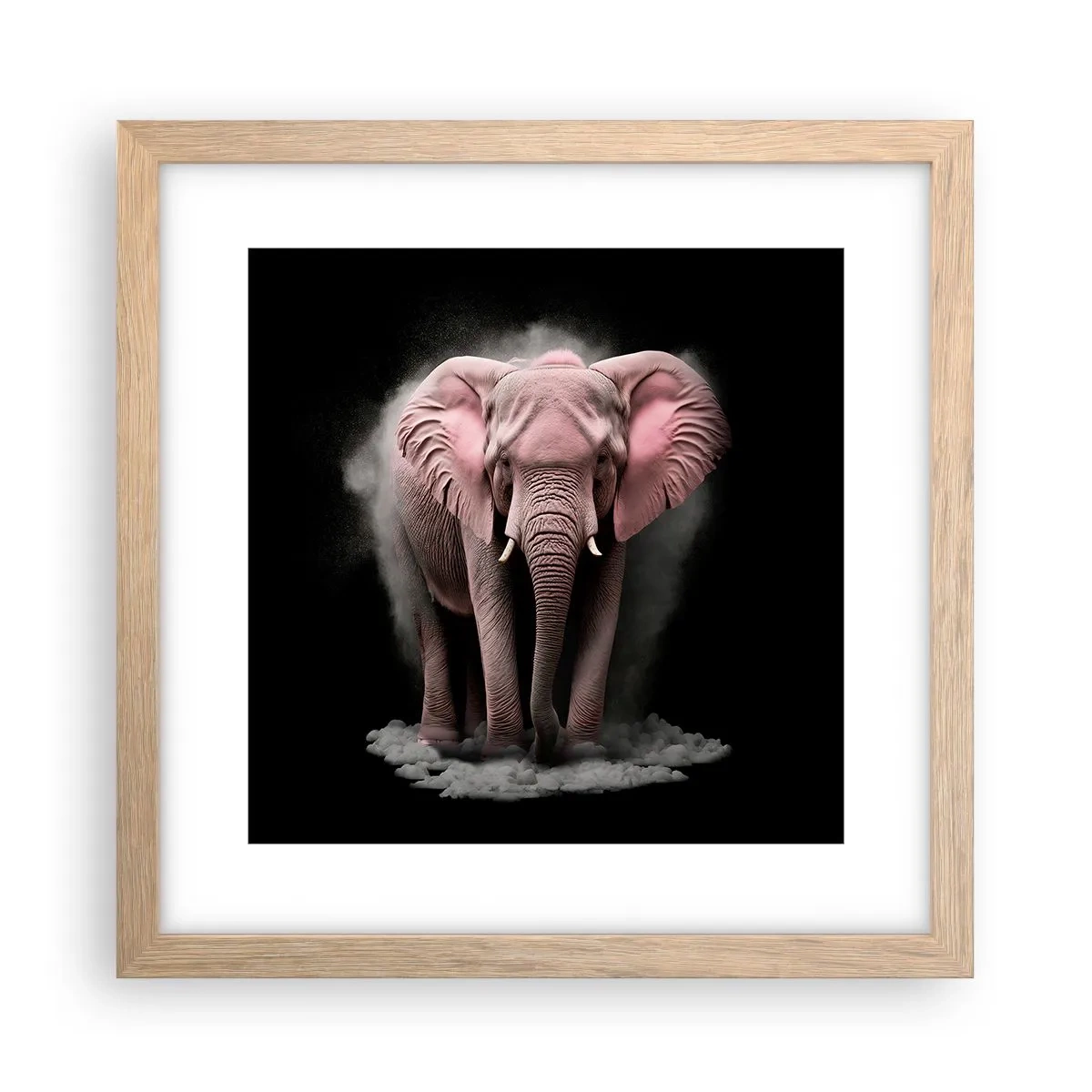 Een poster in een licht eiken lijst - Denk niet aan een roze olifant! - 30x30 cm