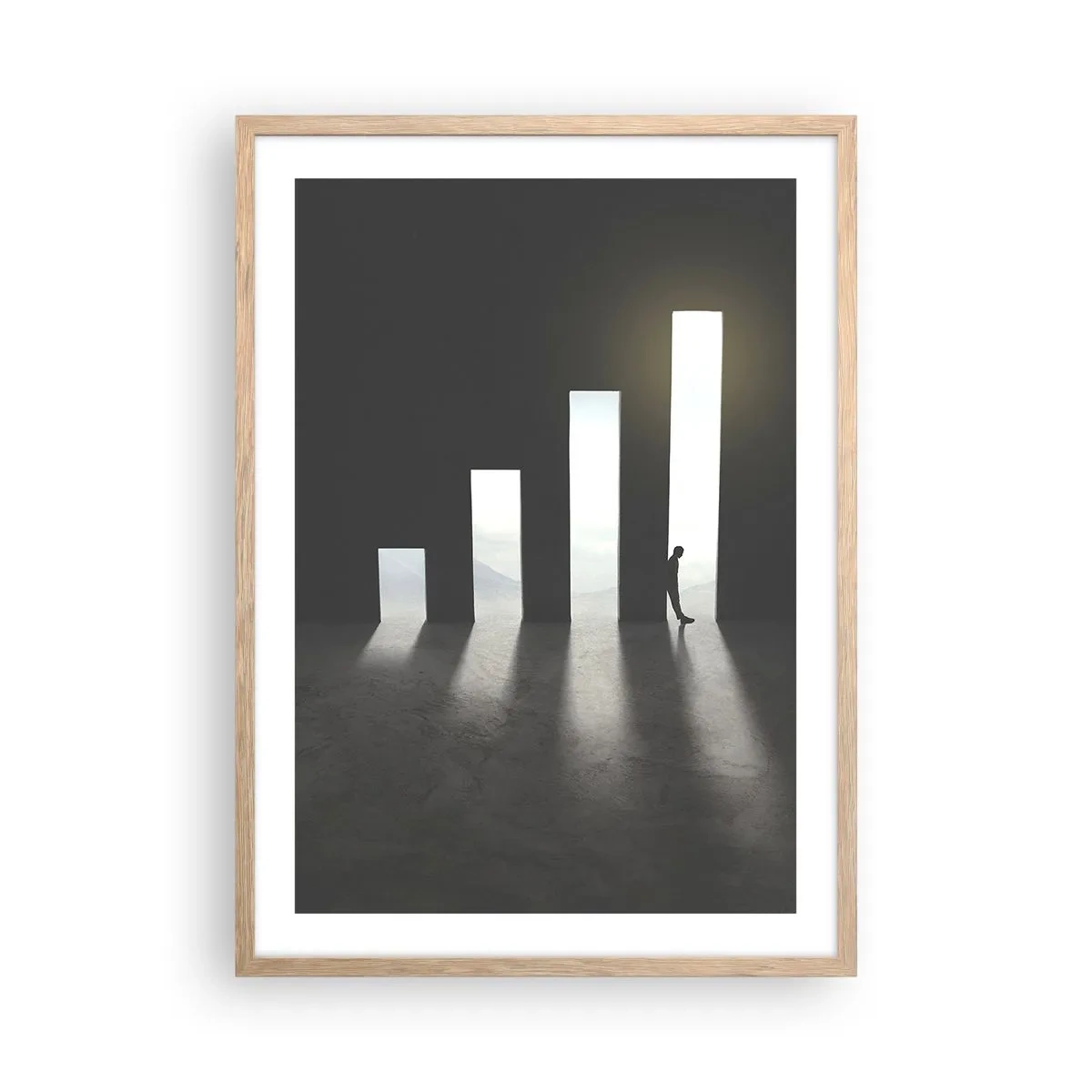 Een poster in een licht eiken lijst - Succes - impressie - 50x70 cm