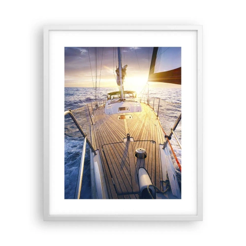 Poster in een witte lijst - Lopend op de golven - 40x50 cm