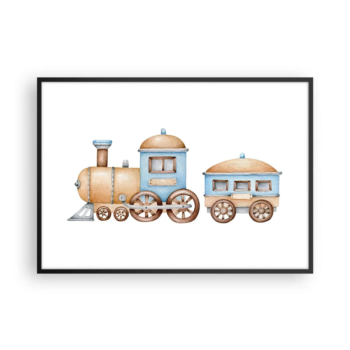 Poster in een zwarte lijst - Hij staat op het station... - 100x70 cm