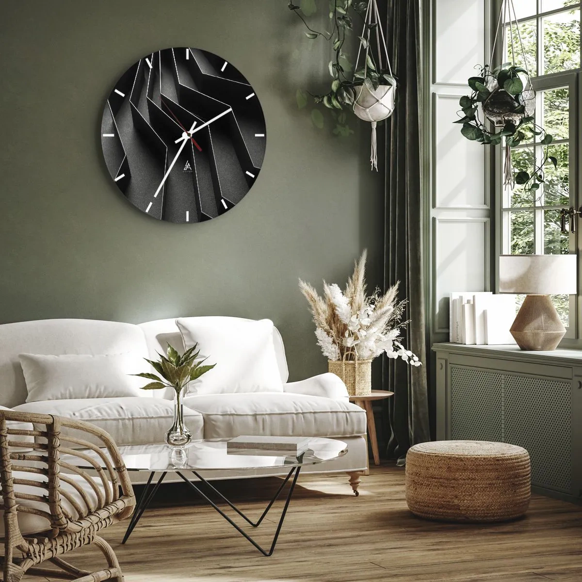 Wandklok - Klok - Zwart-witte structuur met ruimtelijk lichteffect - 30x30cm - Ruimtelijke orde - Moderne wanddecoratie voor woonkamer, keuken en slaapkamer ARTTOR