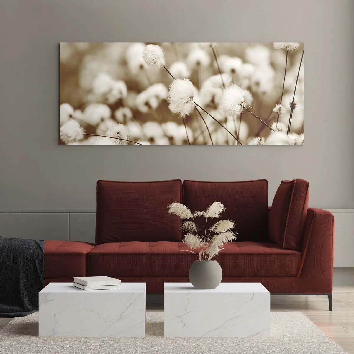 Schilderen op glas - Pluizig korenveld - 120x50 cm