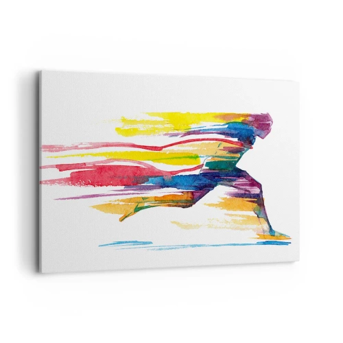 Schilderen op canvas - Rennend over de regenboog - 100x70 cm