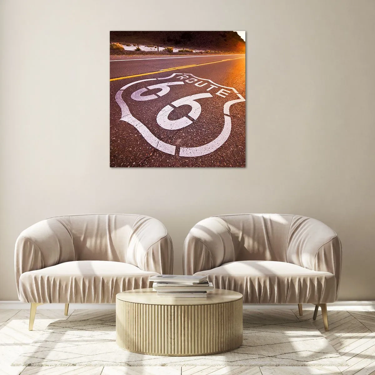 Schilderen op glas - De beroemde weg 66 - 60x60 cm