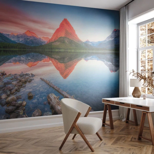 Fotobehang Standard Eco - Warmte en koude - Landschap, Bergen, Woud - 400x280 cm