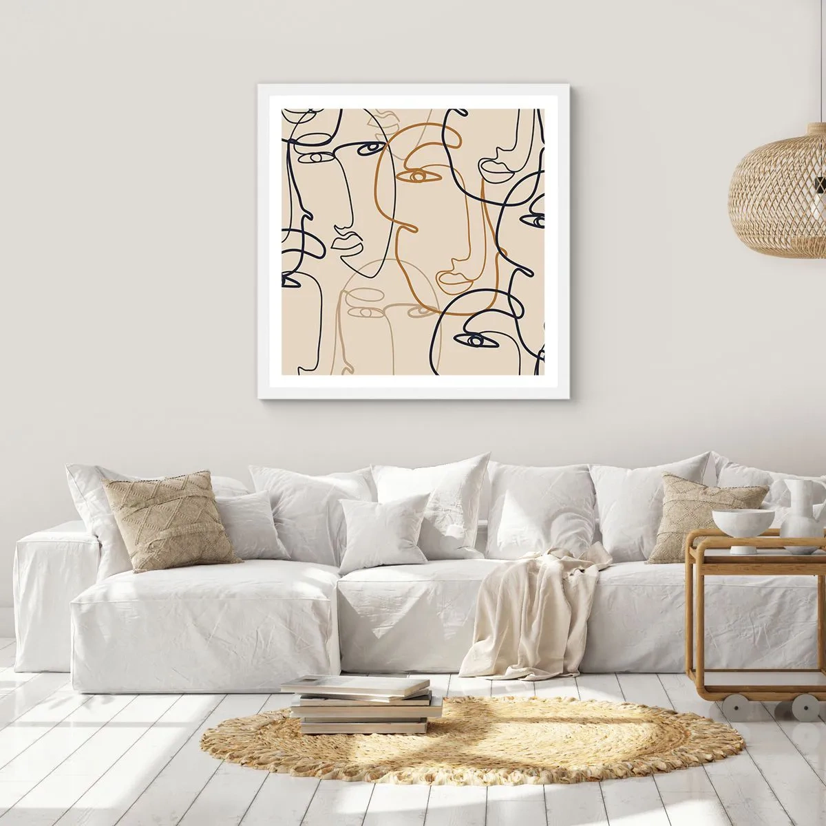 Poster in een witte lijst - Het portret is vermenigvuldigd - 30x30 cm