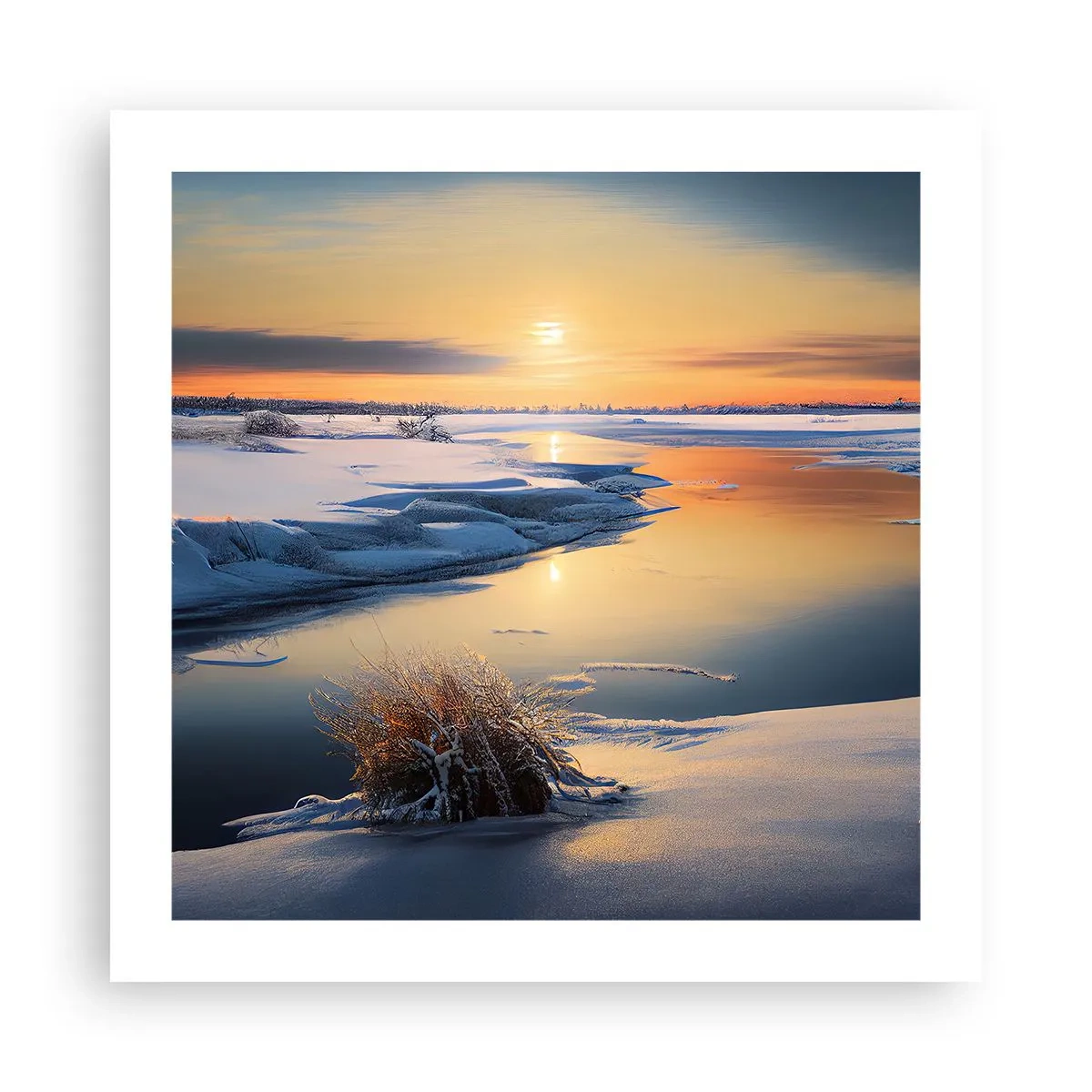 Poster - Winterse zonsondergang - 50x50 cm