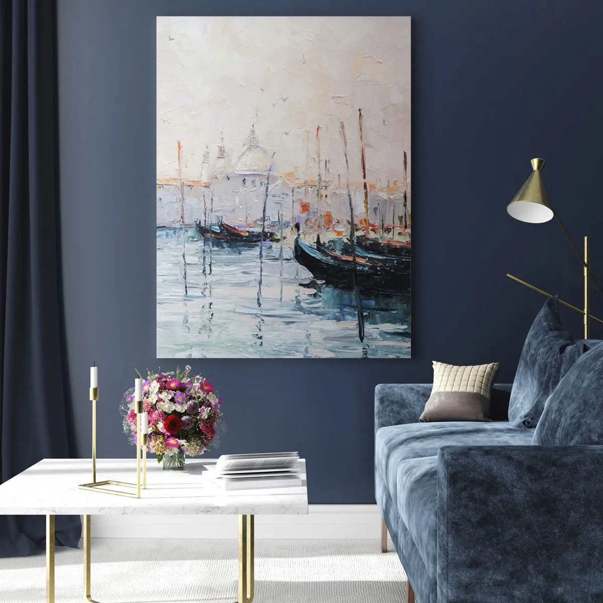 Schilderen op glas - Achter het water, achter de mist - 70x100 cm