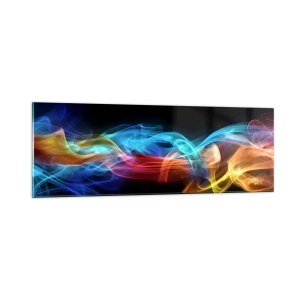 Schilderen op glas - Regenboogdans van nevels - 90x30 cm