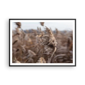 Poster in een zwarte lijst - Tijd om met de wind mee te gaan - 100x70 cm