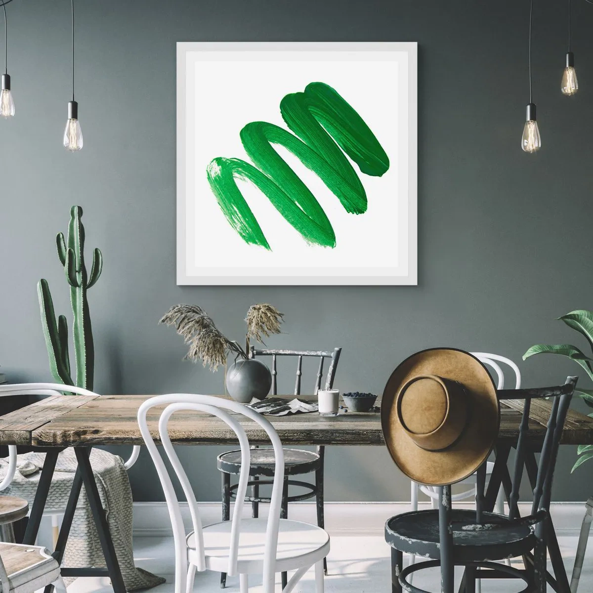 Poster in een witte lijst - Groene grap - 30x30 cm