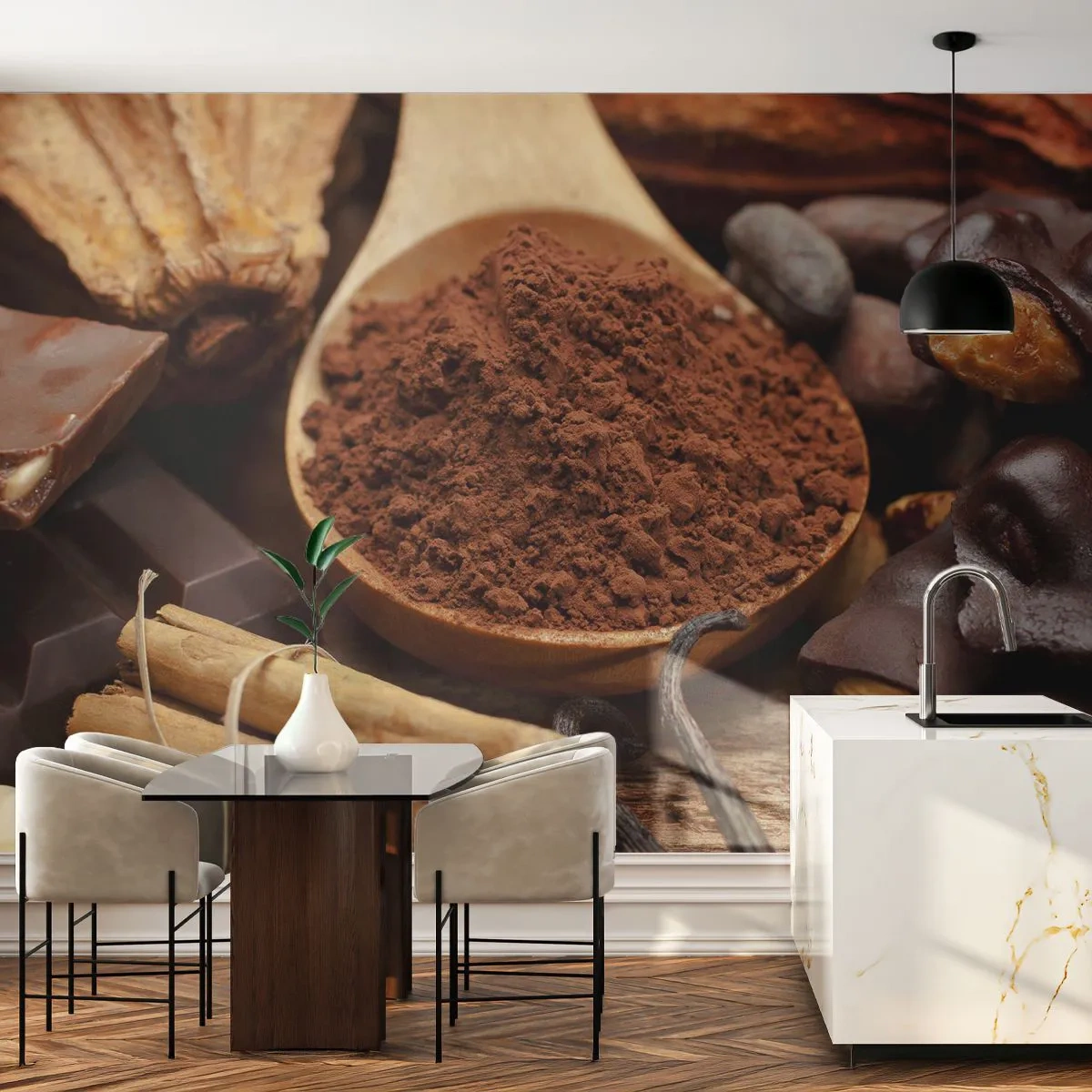 Fotobehang Premium Canvas - Het beste voor verdriet - Gastronomie, Chocolade, Koffie - 300x210 cm