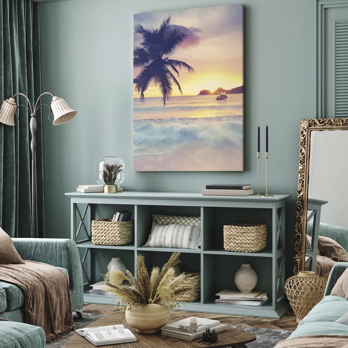 Schilderen op canvas - Een avond aan de baai - 55x100 cm