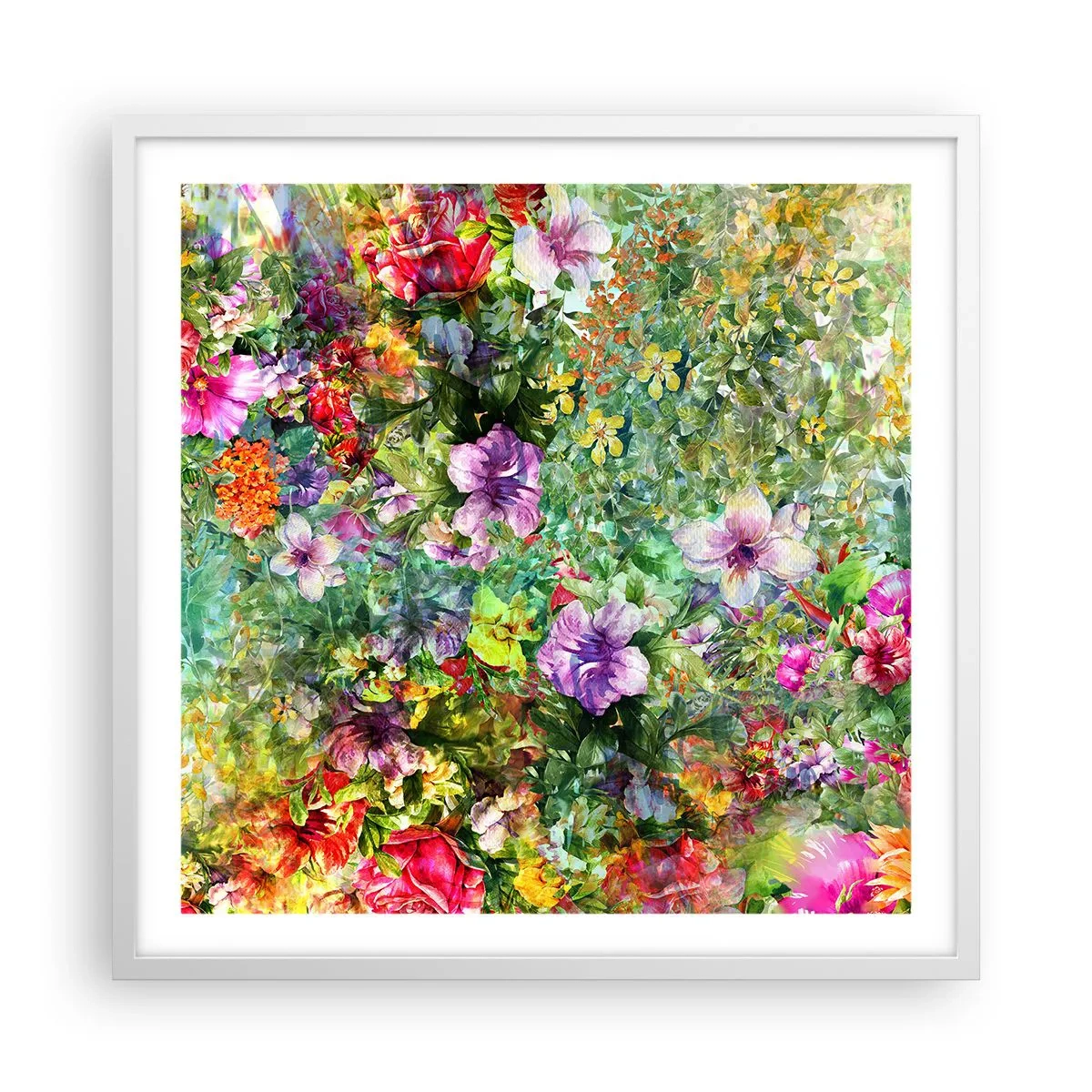Poster in een witte lijst - In bloemen voor verderf - 60x60 cm