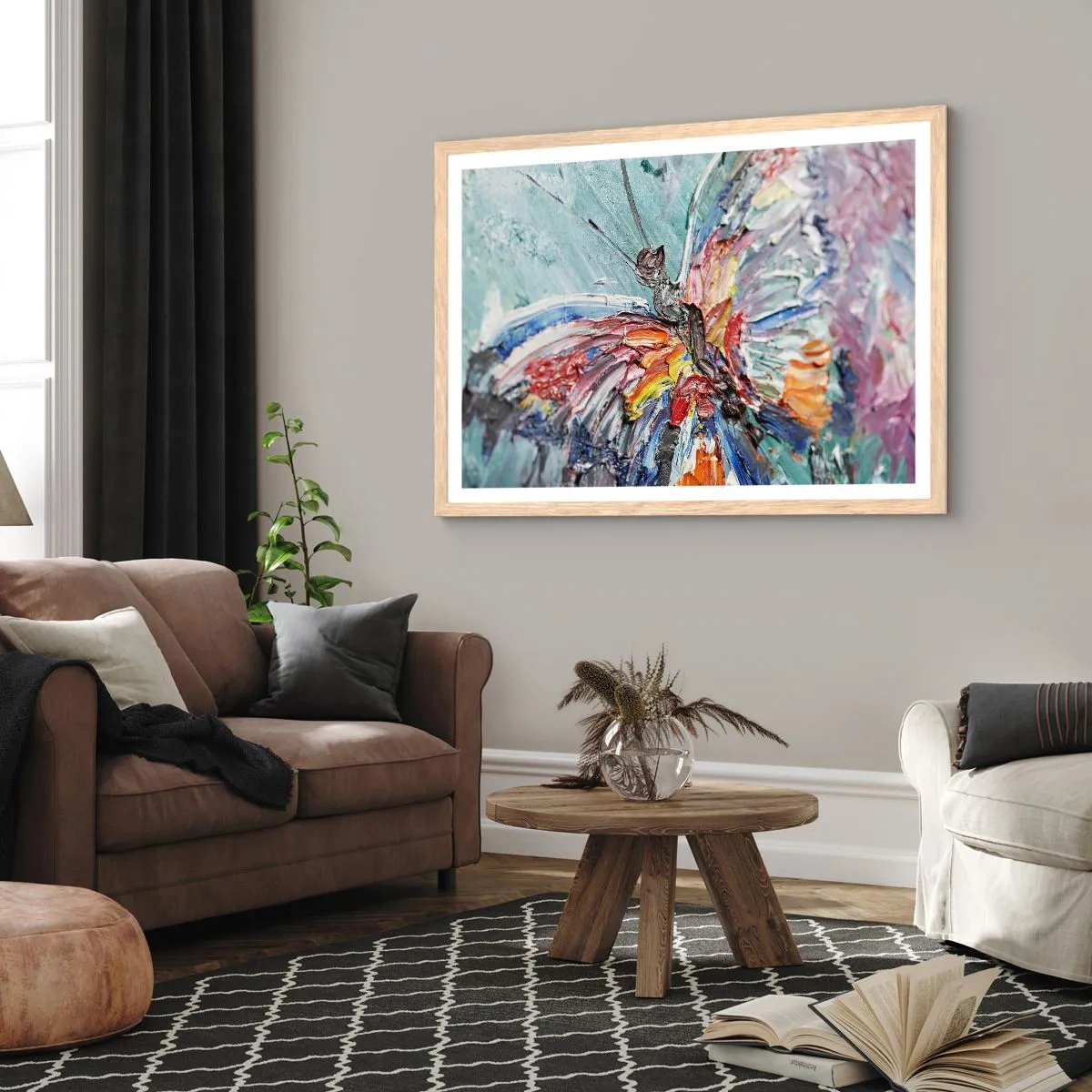 Een poster in een licht eiken lijst - Geschilderd door de natuur - 100x70 cm