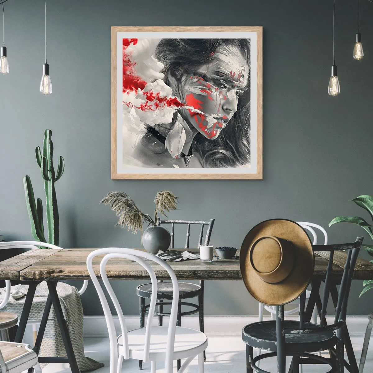 Een poster in een licht eiken lijst - In de dampen van absurditeit - 50x50 cm