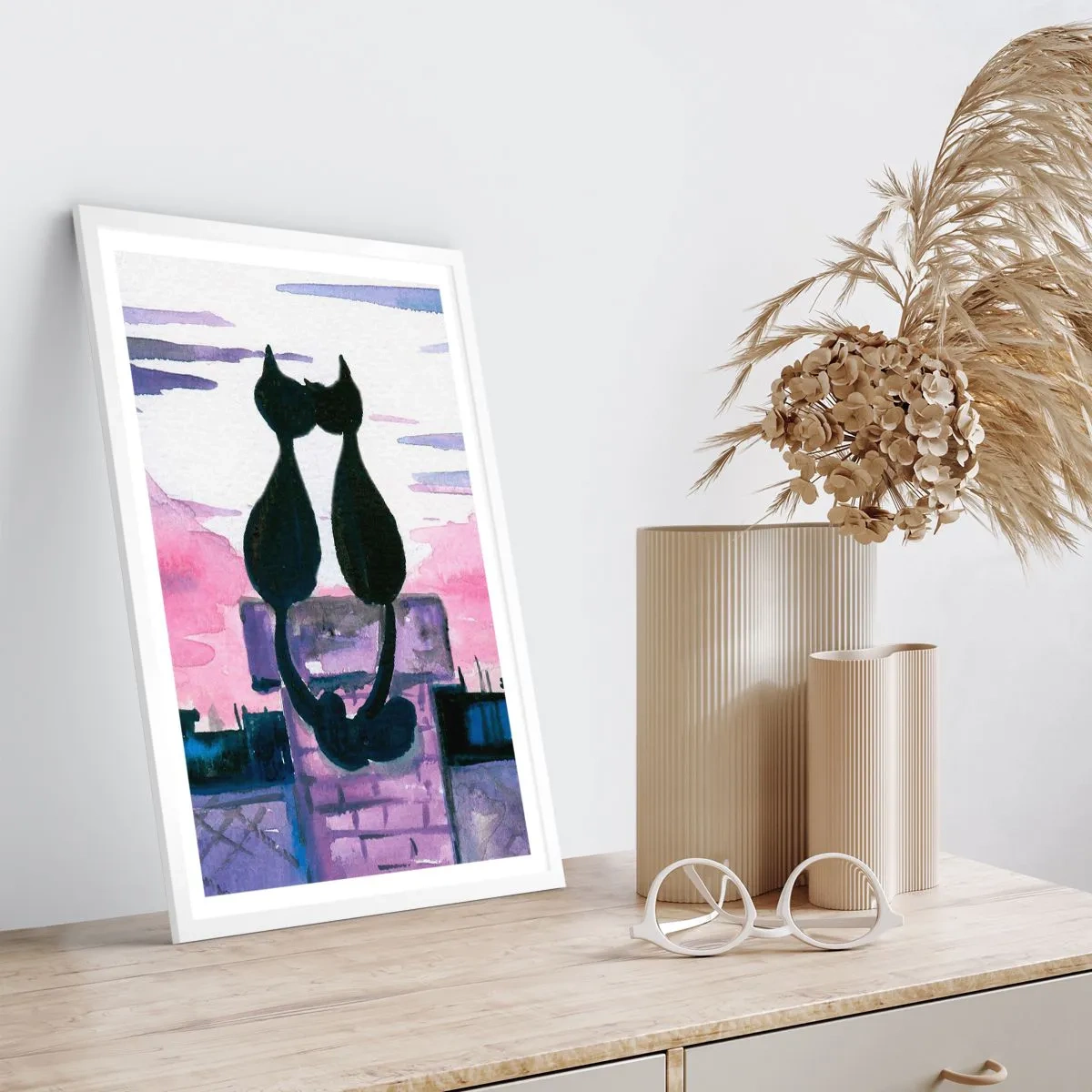 Poster in een witte lijst - Afspraak onder de maan - 70x100 cm