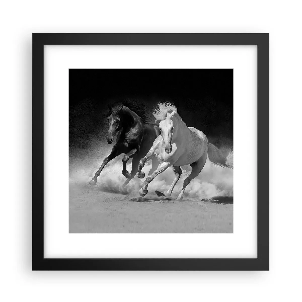 Poster in een zwarte lijst - Vrijheidsgalop - 30x30 cm