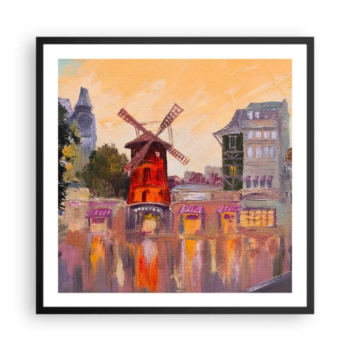 Poster in een zwarte lijst - Parijse iconen – Moulin Rouge - 60x60 cm