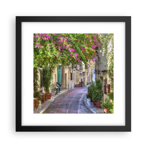 Poster in een zwarte lijst - Bloeiende steeg - 30x30 cm