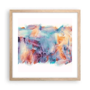 Een poster in een licht eiken lijst - Een kleurrijke puinhoop - 40x40 cm