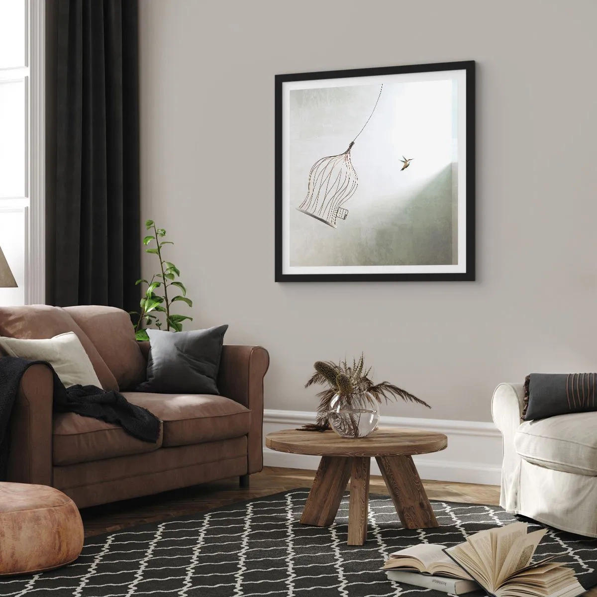 Poster in een zwarte lijst - In je element - 60x60 cm