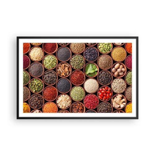 Poster in een zwarte lijst - Alle smaken van de wereld - 91x61 cm
