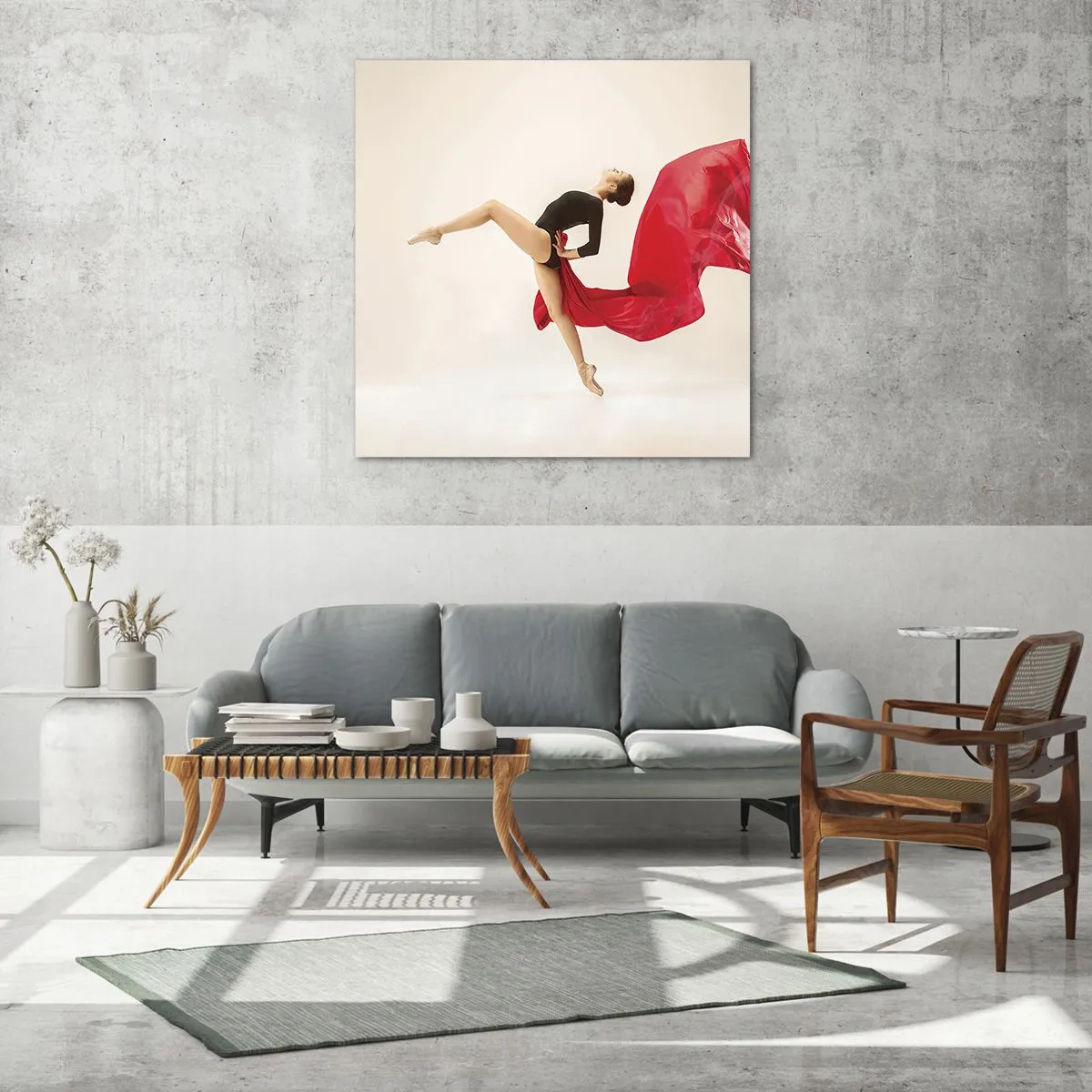 Schilderen op glas - rood en zwart - 70x70 cm