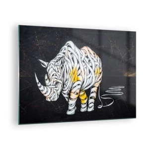 Schilderen op glas - Abstracte tekening van een neushoorn in de vorm van strepen - 70x50cm - Hardvochtigheid is een mythe - Moderne wanddecoratie voor woonkamer en slaapkamer ARTTOR