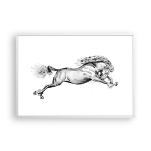 Poster in een witte lijst - Vastgehouden in galop - 100x70 cm