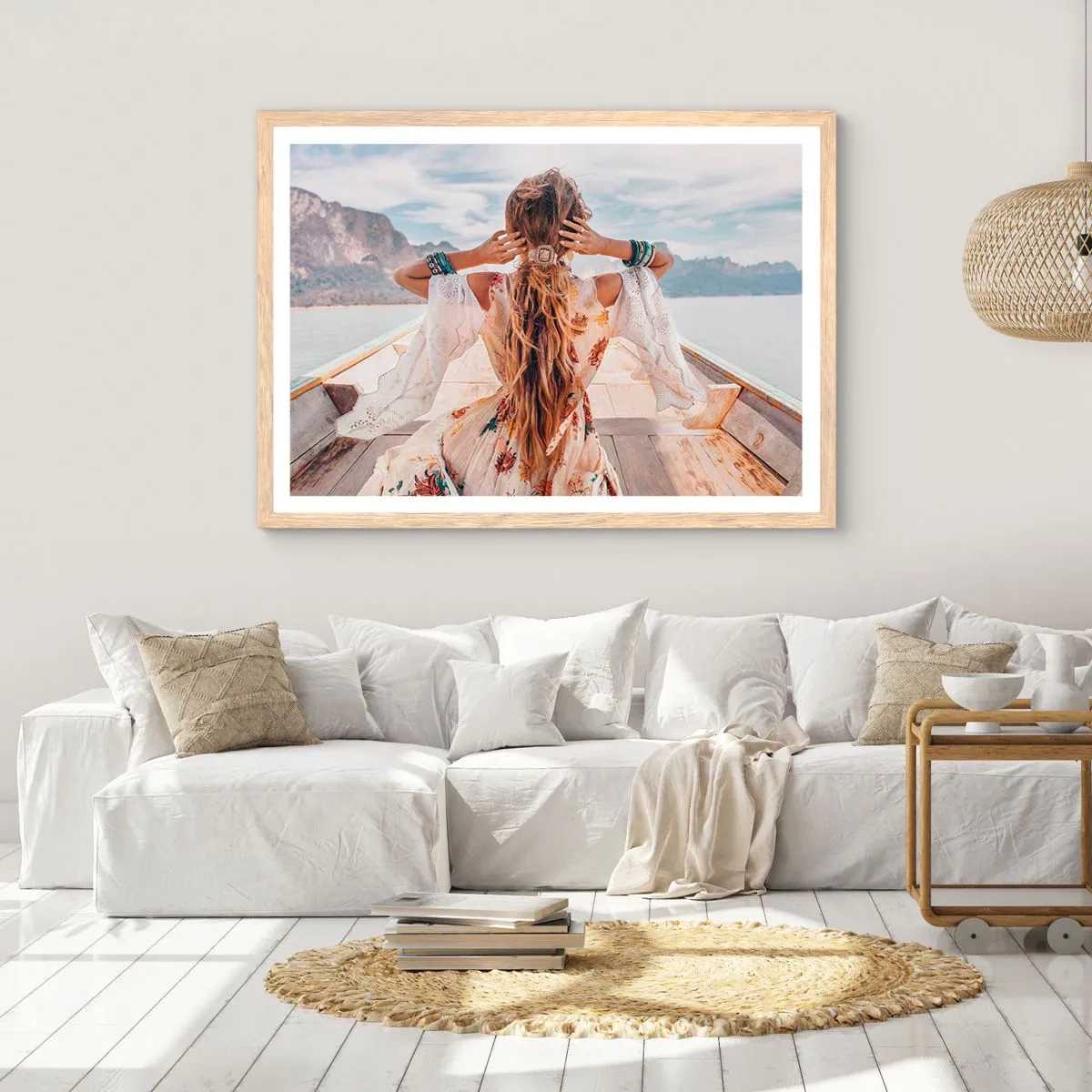 Een poster in een licht eiken lijst - Op weg naar geluk - 50x40 cm