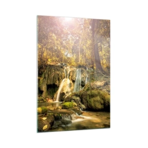Schilderen op glas - Boscascade in het groen - 50x70 cm