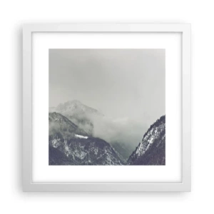 Poster in een witte lijst - Mistige vallei - 30x30 cm