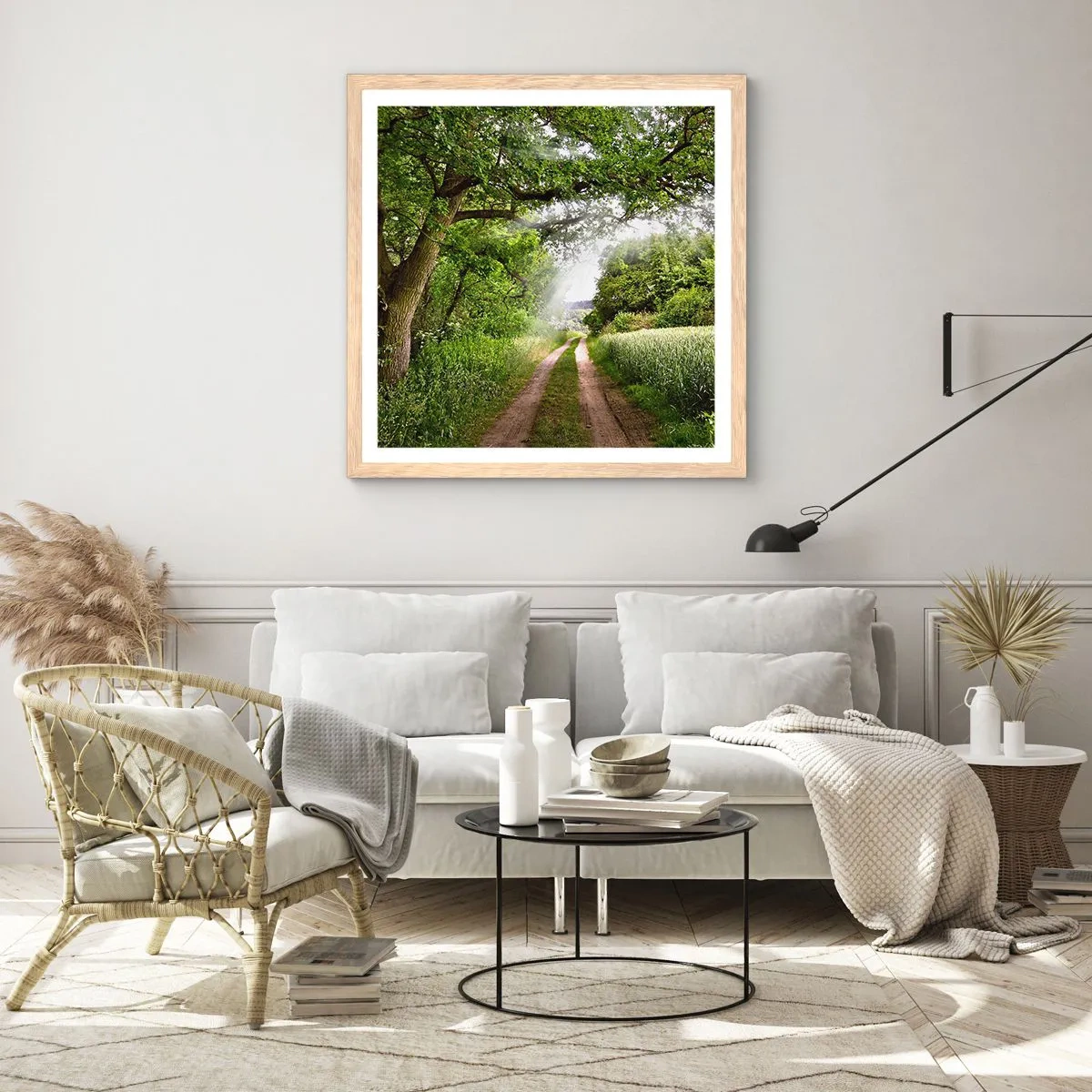 Een poster in een licht eiken lijst - Et in Arcadia ego - 40x40 cm