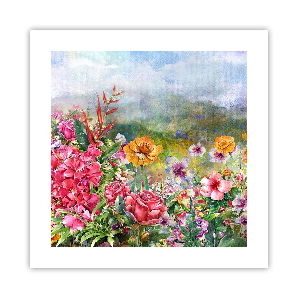 Poster - Een tuin die gek is geworden - 40x40 cm