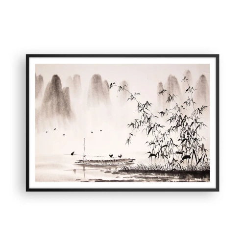 Poster in een zwarte lijst - De stilte van de rijstvelden - 100x70 cm