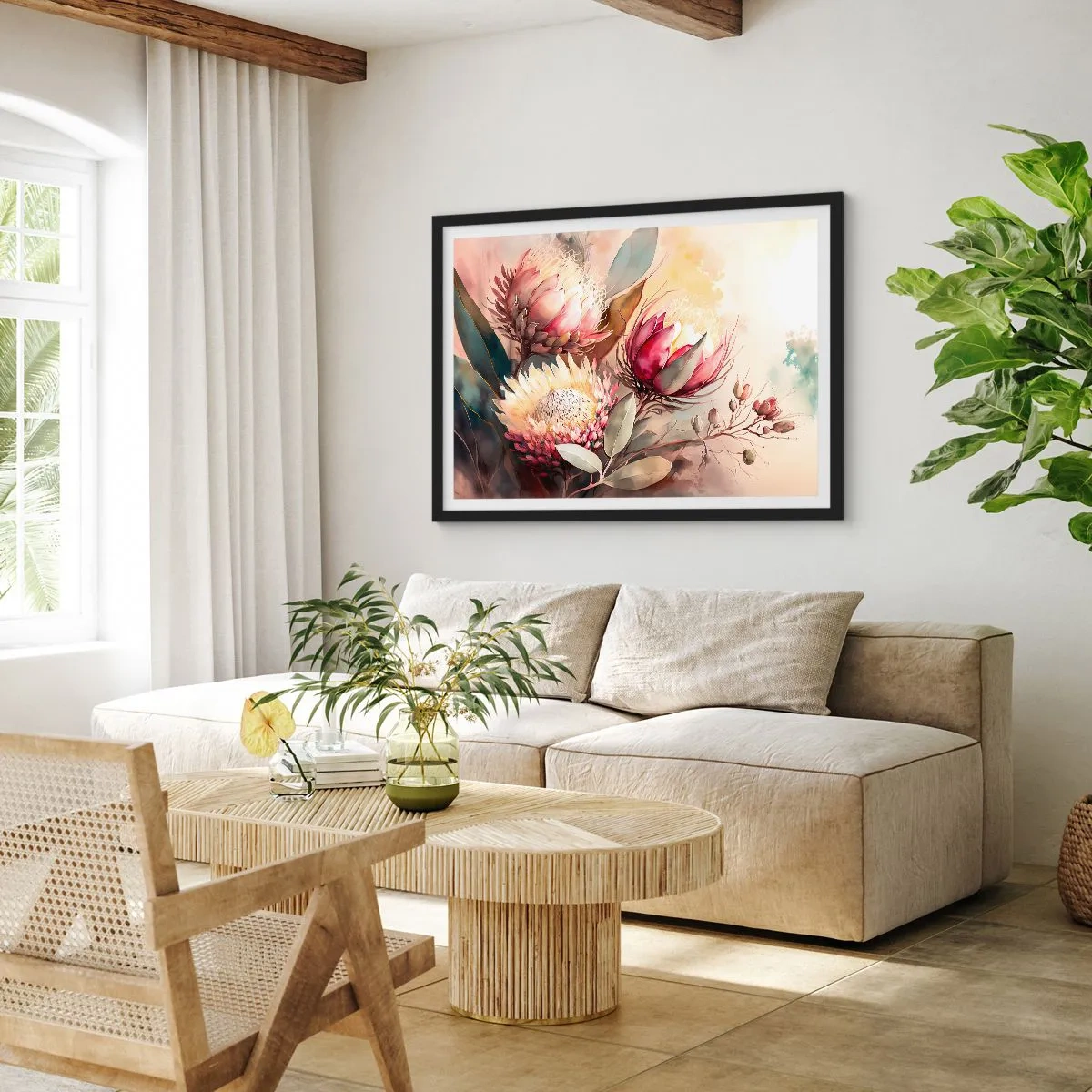 Poster in een zwarte lijst - In profiel en en face - 70x50 cm