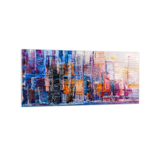 Schilderen op glas - Een vrolijke metropool - 120x50 cm
