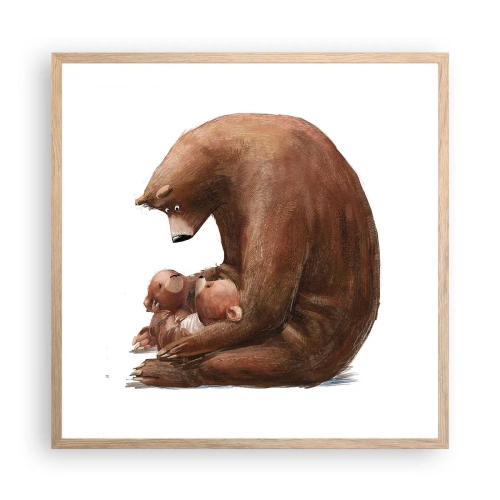 Een poster in een licht eiken lijst - Zoete dromen, kinderen - 60x60 cm