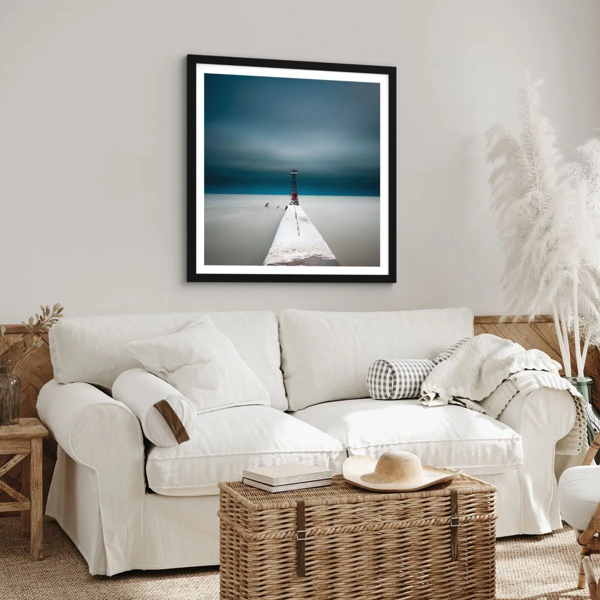 Poster in een zwarte lijst - Om de uitgestrektheid te ontmoeten - 30x30 cm