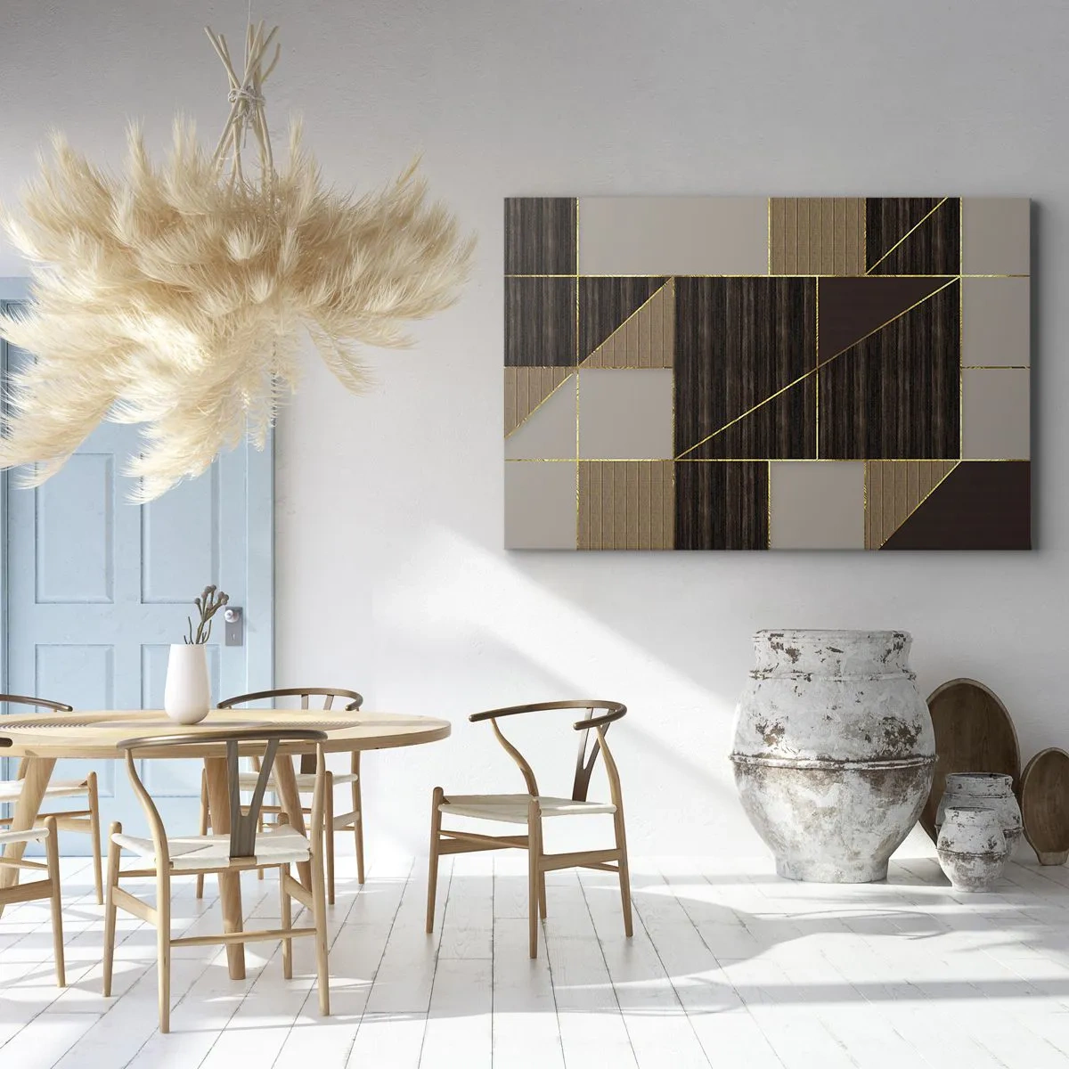 Schilderen op canvas - Een mozaïek van bruin en goud - 120x80 cm